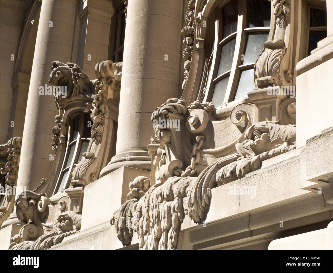 Façade de la marine ornée, New York Yacht Club, 37 West 44th Street, NEW YORK CITY Banque D'Images