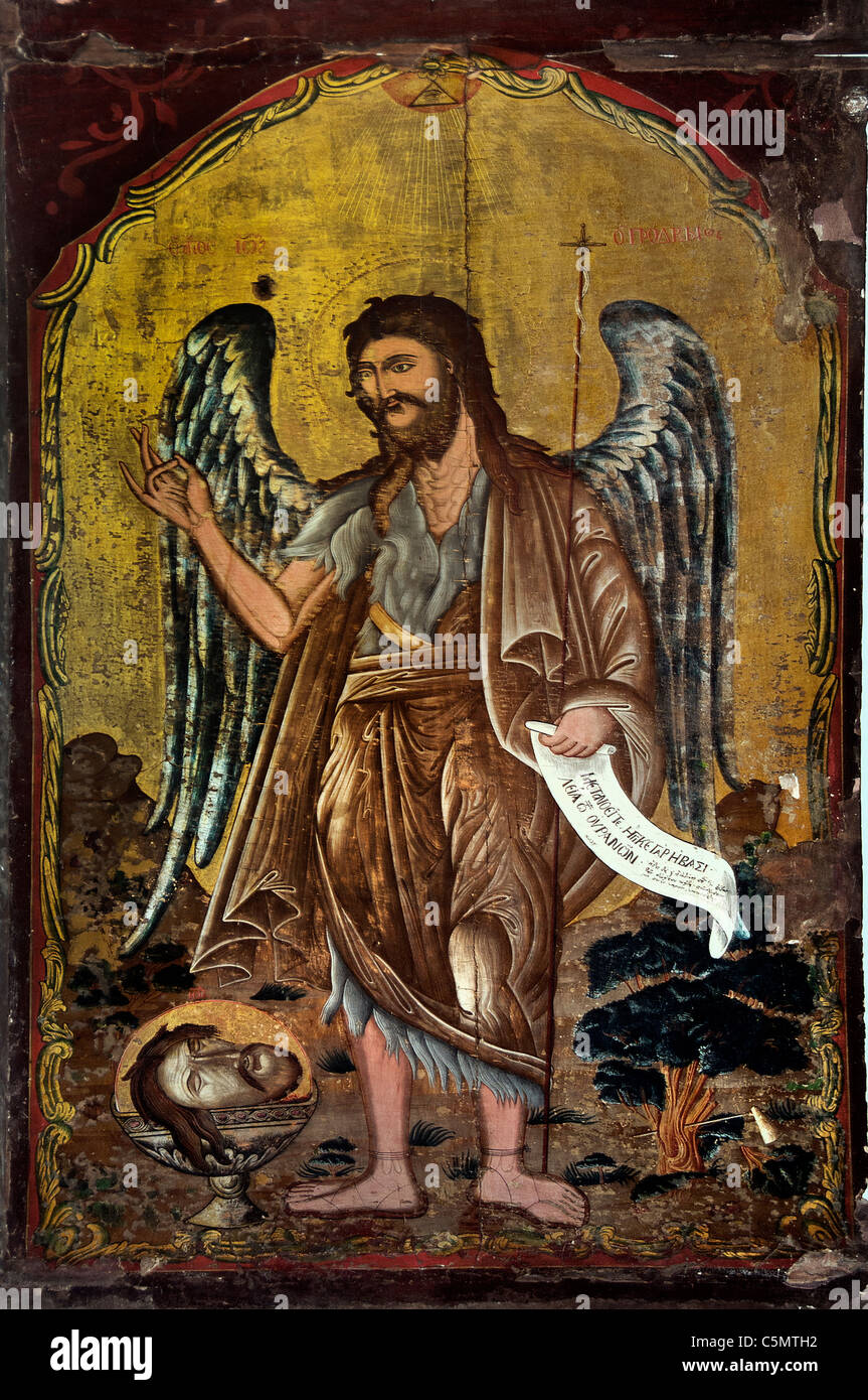 Peinture de l'icône de Jean le Baptiste 19 ème siècle Turquie Banque D'Images