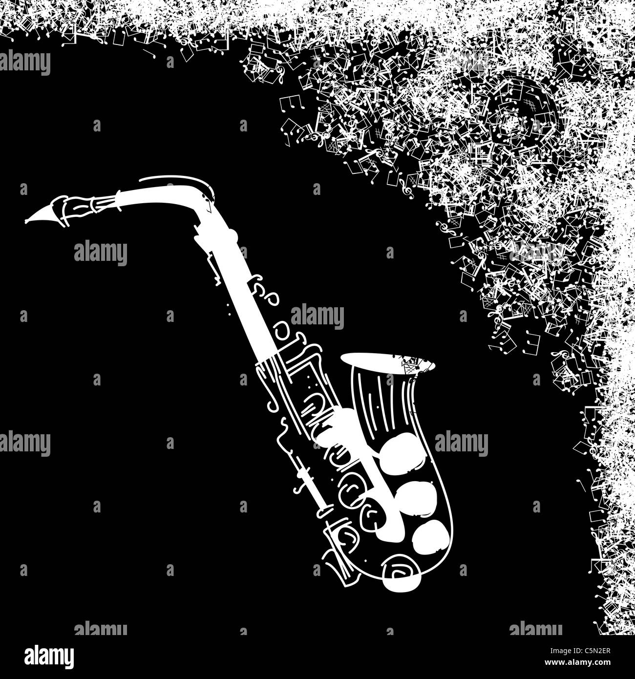 Résumé fond noir avec jazz saxophone Banque D'Images
