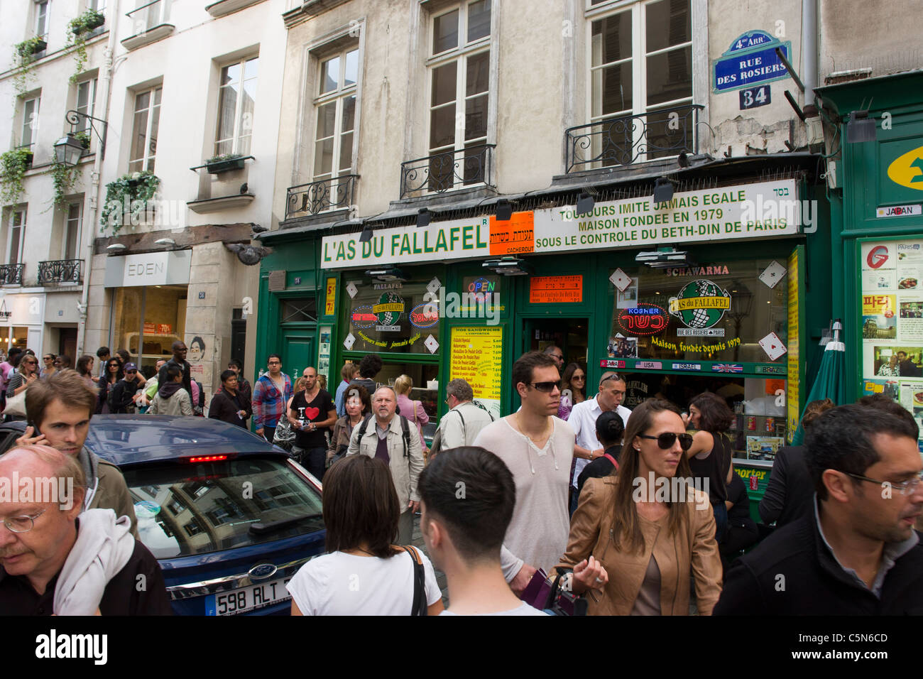 Spécialités alimentaires falafel dans le Marais de la région de Paris, France Banque D'Images