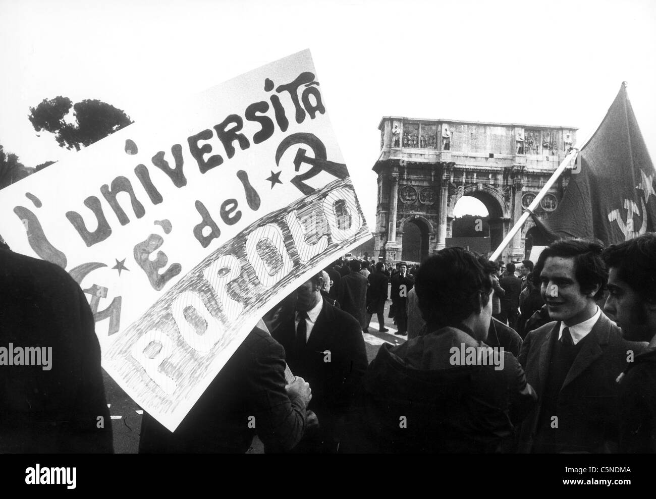 Rome 1968, mouvement étudiant Banque D'Images