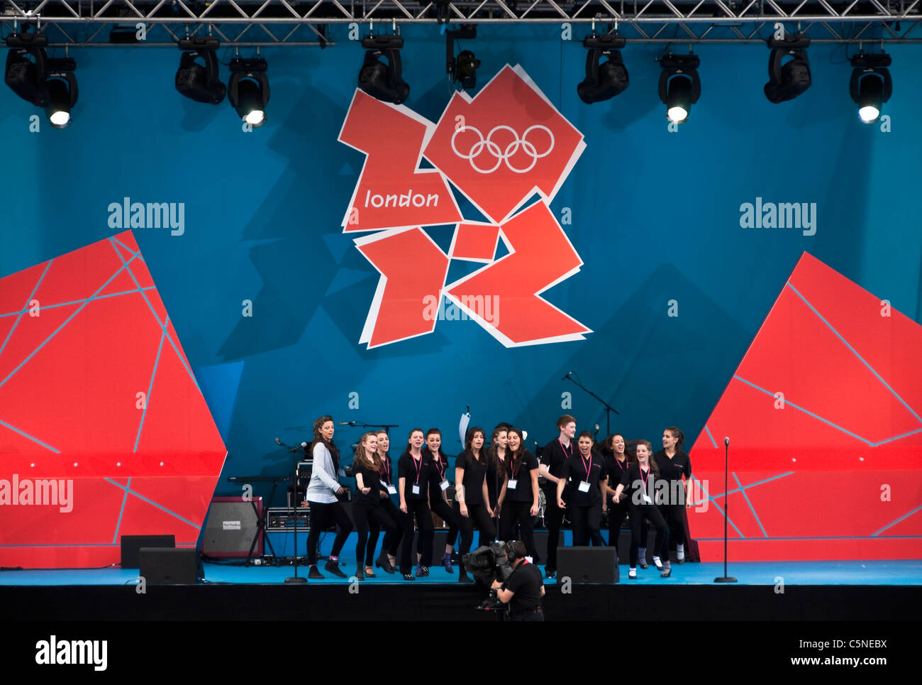 Une année d'aller à Londres l'organisation des Jeux Olympiques de 2012, la célébration sur Trafalgar Square, Londres, UK Banque D'Images