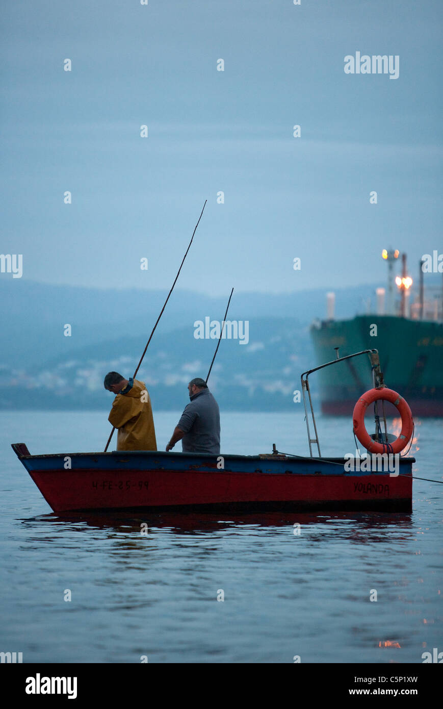 La Galice, Espagne Pêcheurs Banque D'Images