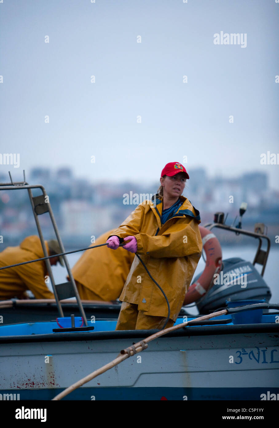 La Galice, Espagne Pêcheurs Banque D'Images