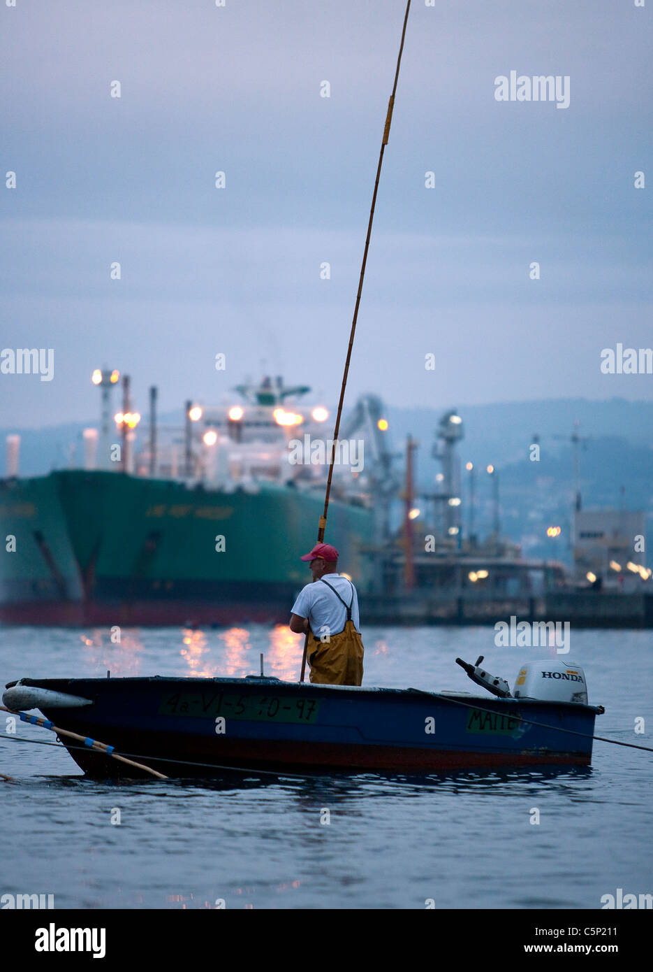 La Galice, Espagne Pêcheurs Banque D'Images