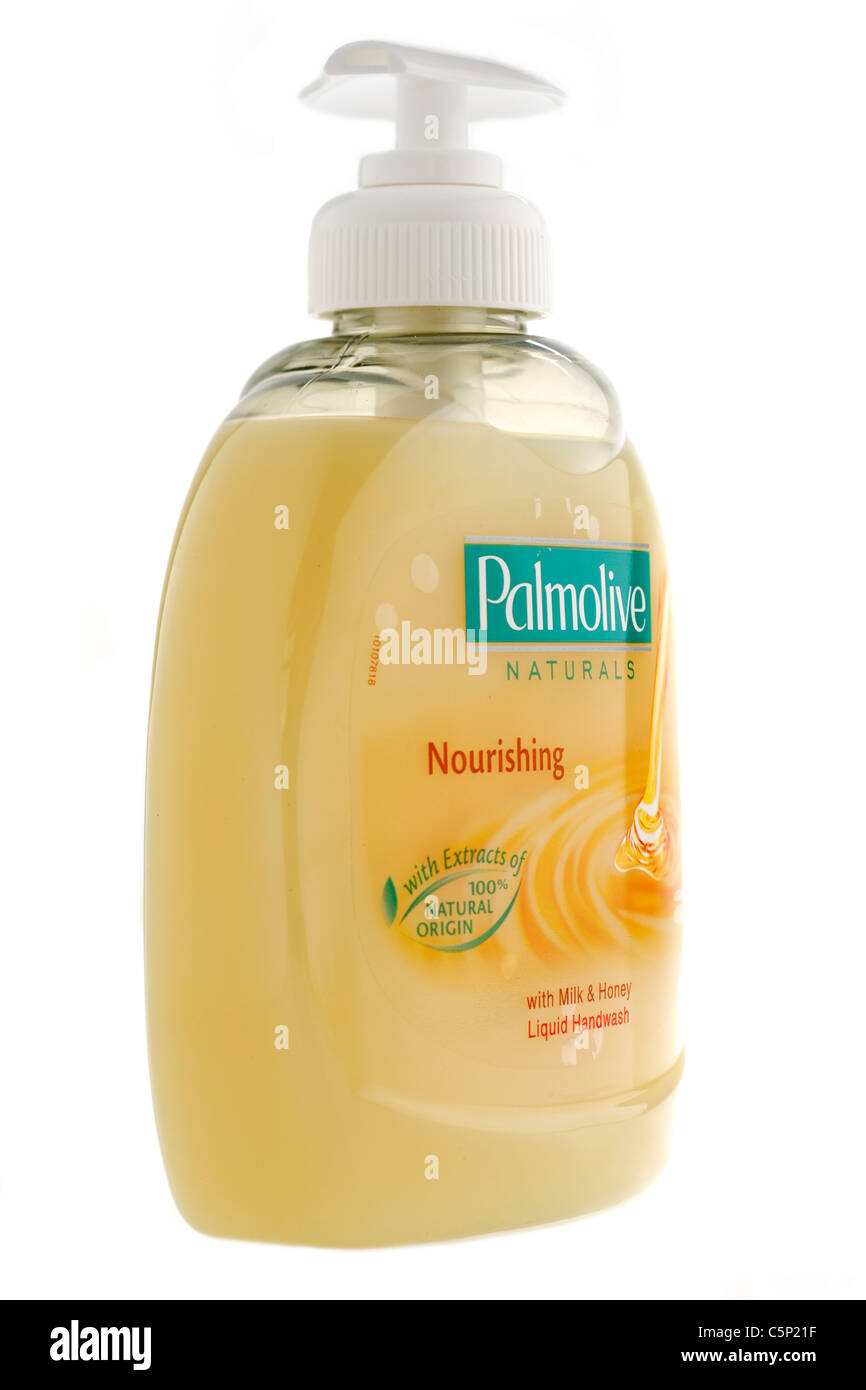Palmolive Naturals lait et miel liquide lavant dans une pompe à main en plastique. Banque D'Images