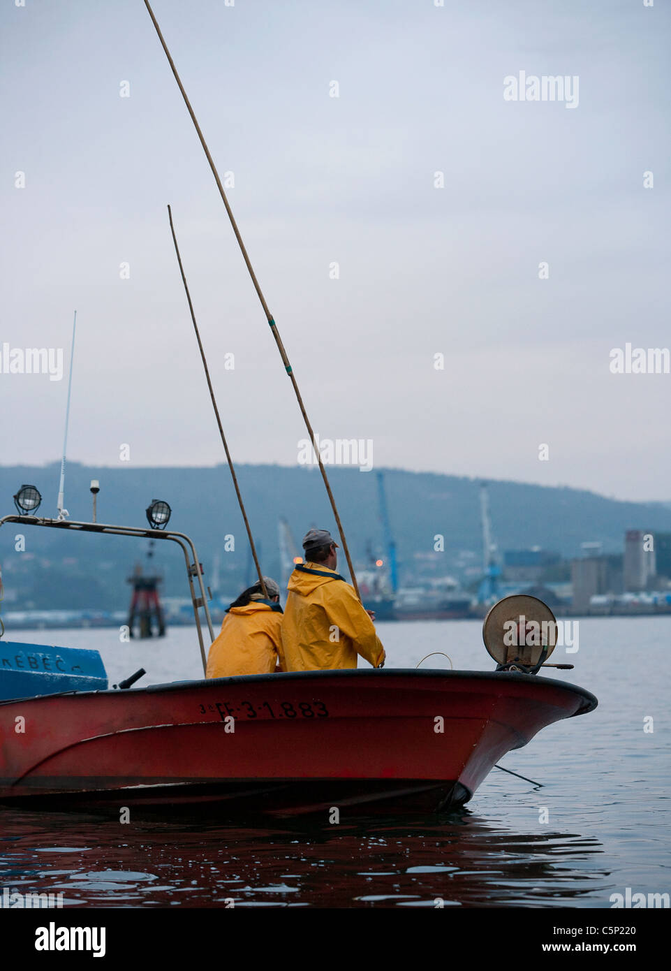 La Galice, Espagne Pêcheurs Banque D'Images