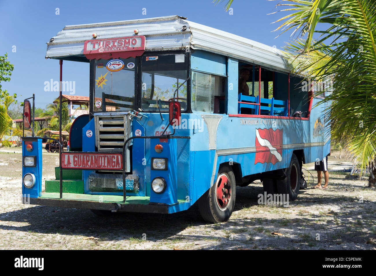 Bus touristique Cubaine, Playa Giron, Cuba Banque D'Images