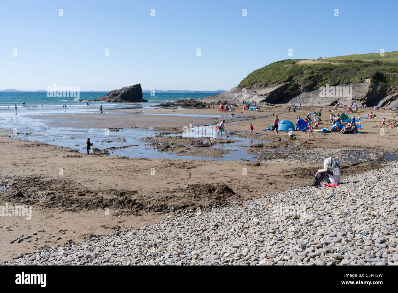 Broadhaven plage en été Banque D'Images