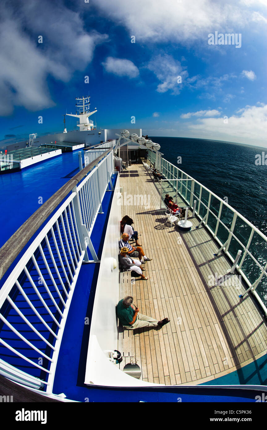 À bord du Brittant Ferries mv Pont Aven la voile dans le golfe de Gascogne Banque D'Images