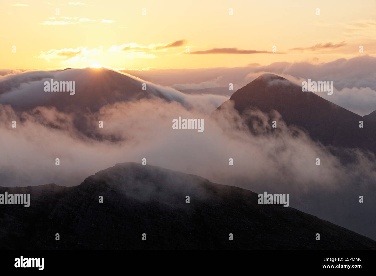 Lever de soleil sur l'cul Mor, Inverpolly, Ross et Cromarty, Highland, Scotland, UK Banque D'Images