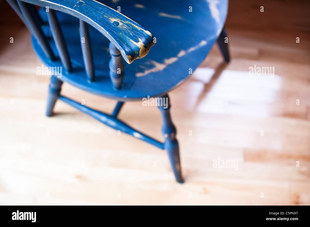 Détail d'un bleu en bois en difficulté président, dans une cabine sur Mount Desert Island, dans le nord du Maine, USA. Banque D'Images
