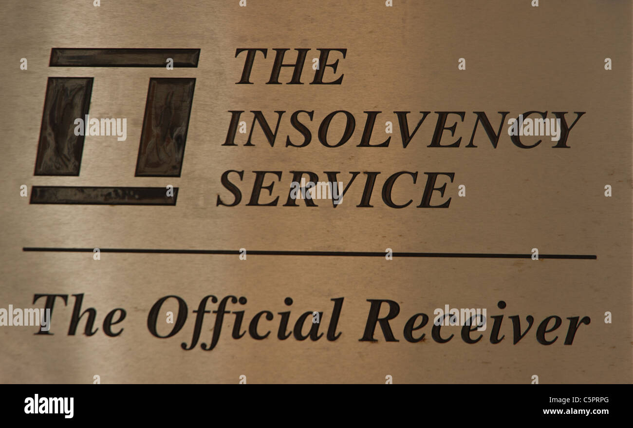 Service de l'insolvabilité, le séquestre officiel sign Banque D'Images