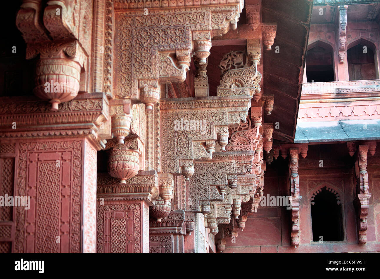 Fort rouge, murs (1565-1573), Agra, Inde Banque D'Images