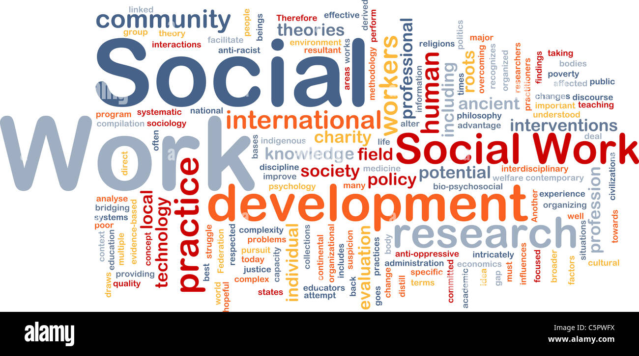 Concept de base du travail social illustration wordcloud Photo Stock - Alamy