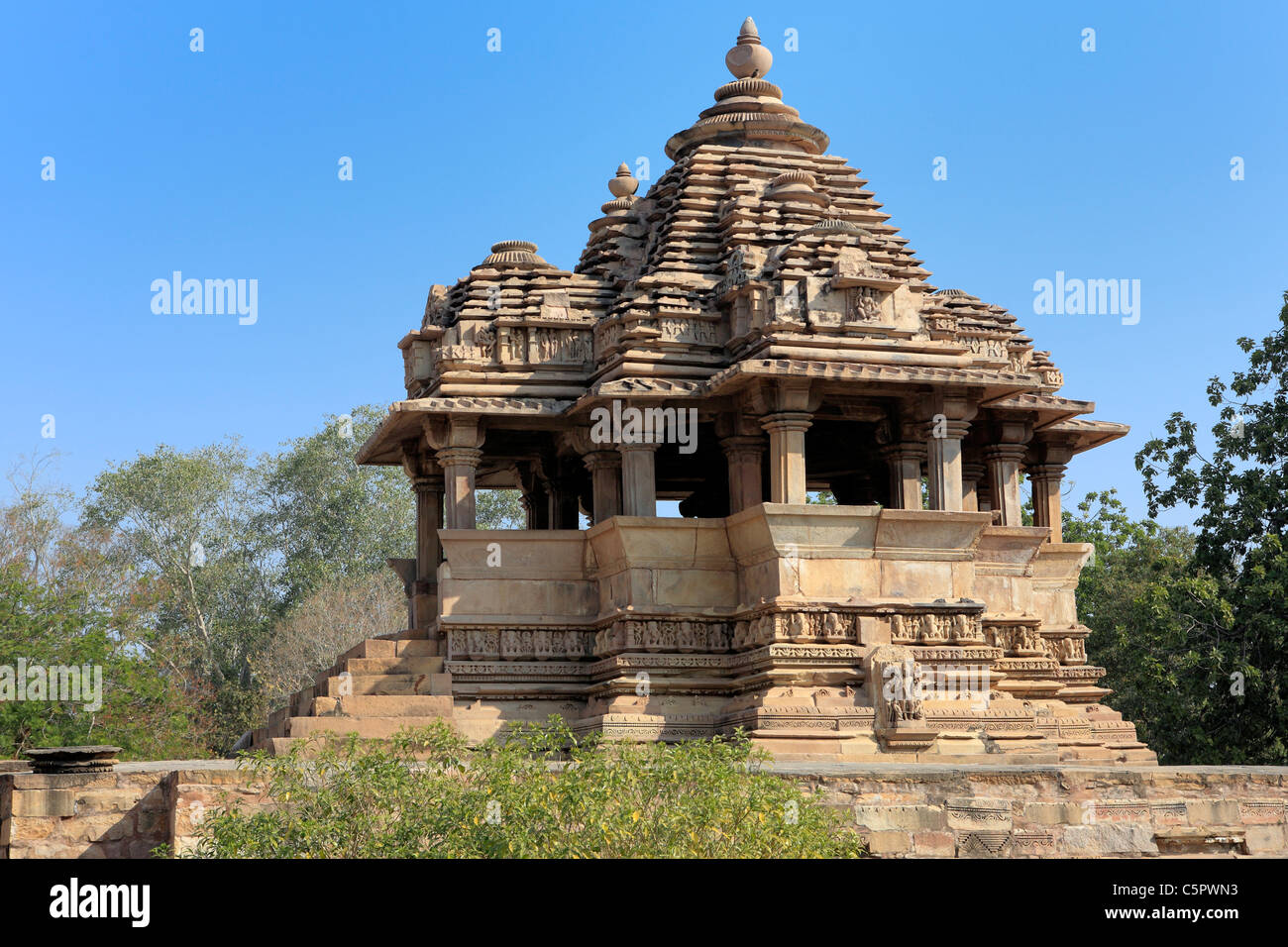 Des temples hindous (9-11ème siècle), groupe occidental, UNESCO World Heritage site, Khajuraho, Inde Banque D'Images