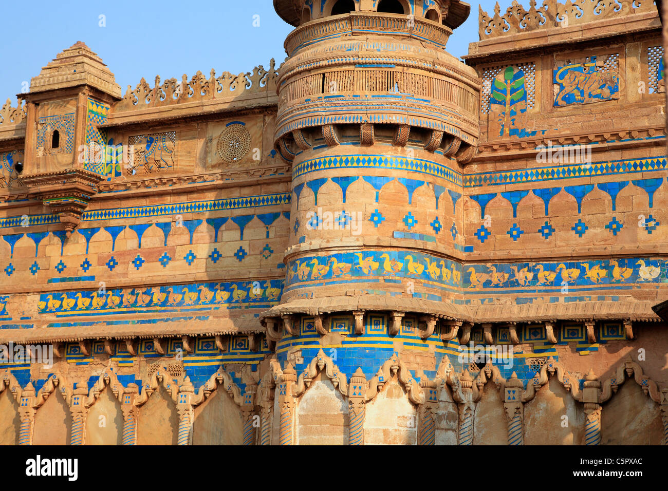 Fort, Man Mandir Palace (1500), Gwalior, Inde Banque D'Images