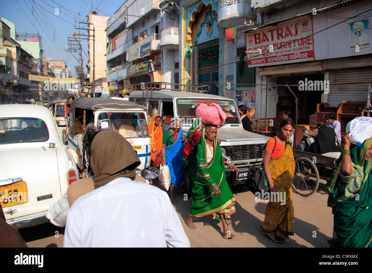 Varanasi (Bénarès, Benaras, Banaras Hindu), ville sainte sur le Gange (Ganga), l'état de l'Uttar Pradesh, Inde Banque D'Images