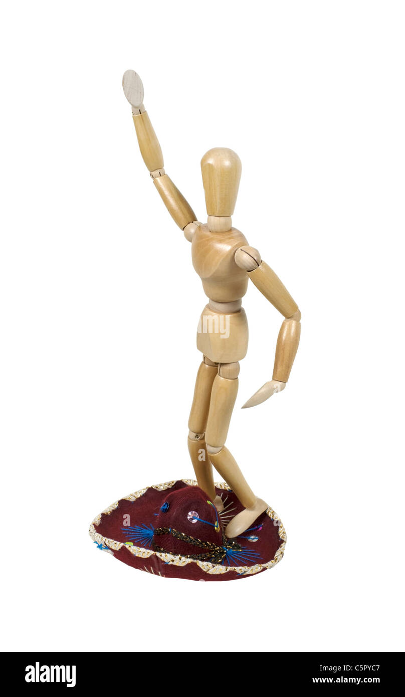Mexican Hat dance illustré par un modèle dansant sur un grand chemin - sombrero inclus Banque D'Images