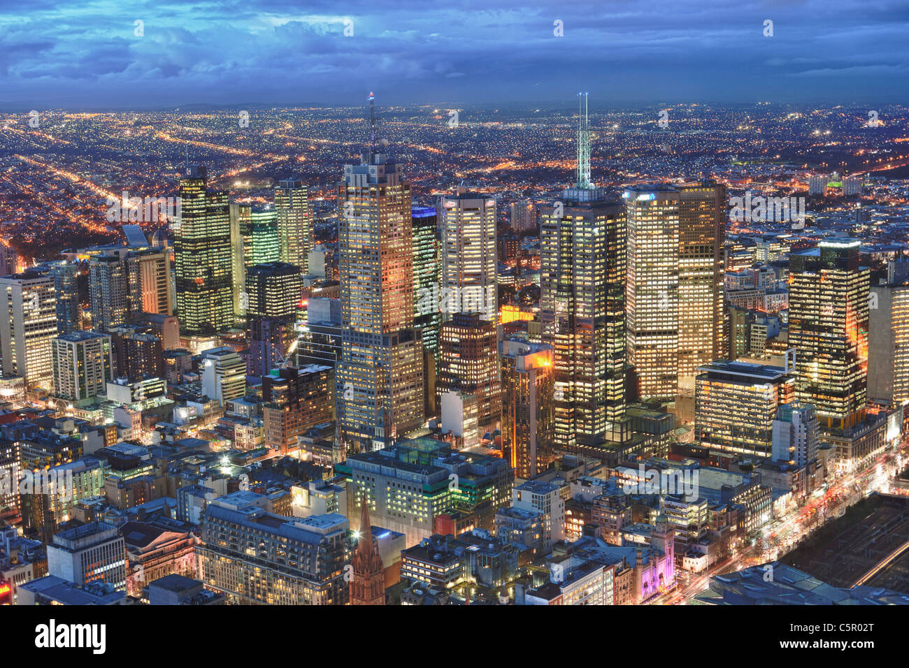 Toits de Melbourne de l'Eureka Skydeck 88 à la tombée de l'Australie Banque D'Images