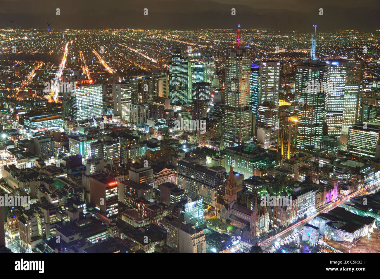 Toits de Melbourne de l'Eureka Skydeck 88 la nuit de l'Australie Banque D'Images