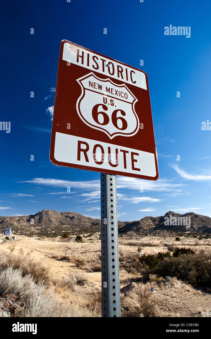 L'historique Route 66 sign, Albuquerque, New Mexico, United States of America Banque D'Images