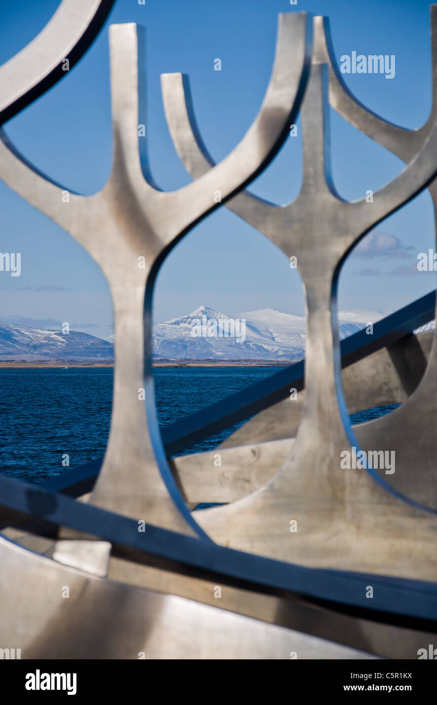 Statue de bord de bateau viking, Reykjavik, Islande Banque D'Images