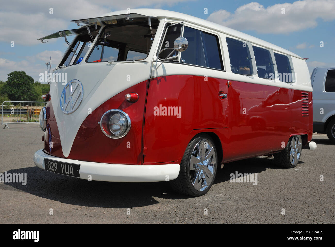 Un écran partagé VW van. Santa Pod, Northants, England. Banque D'Images