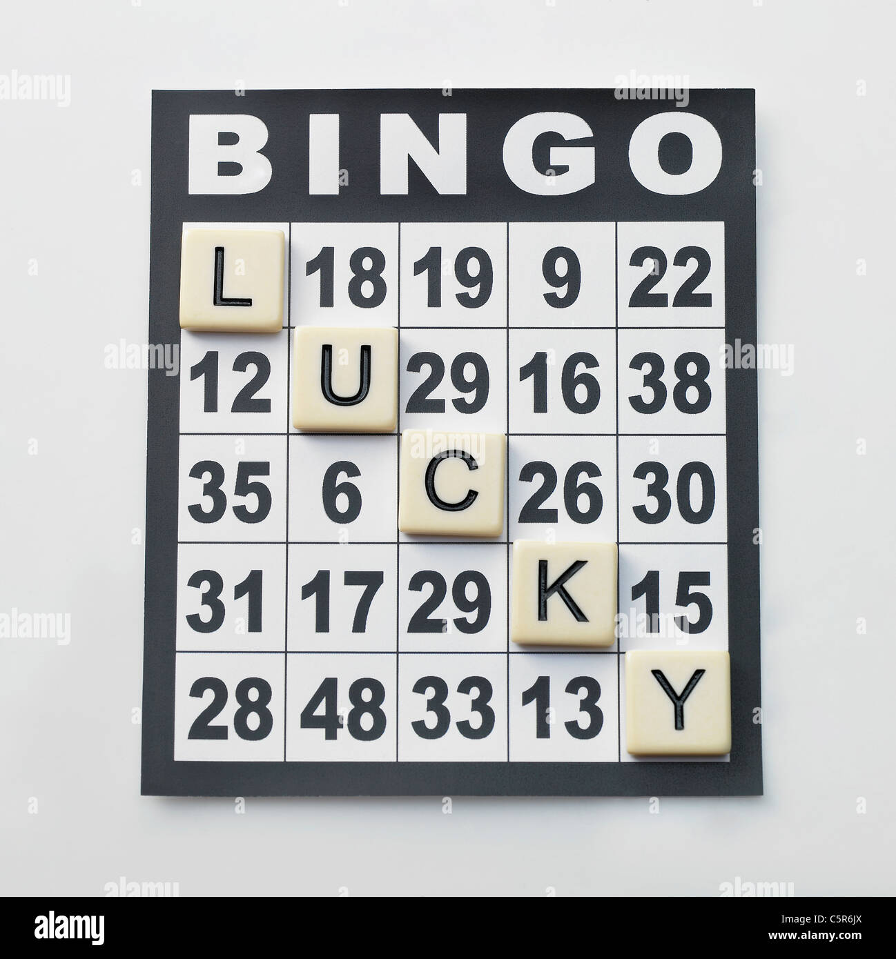 Carte de bingo et blocs lettre Banque D'Images