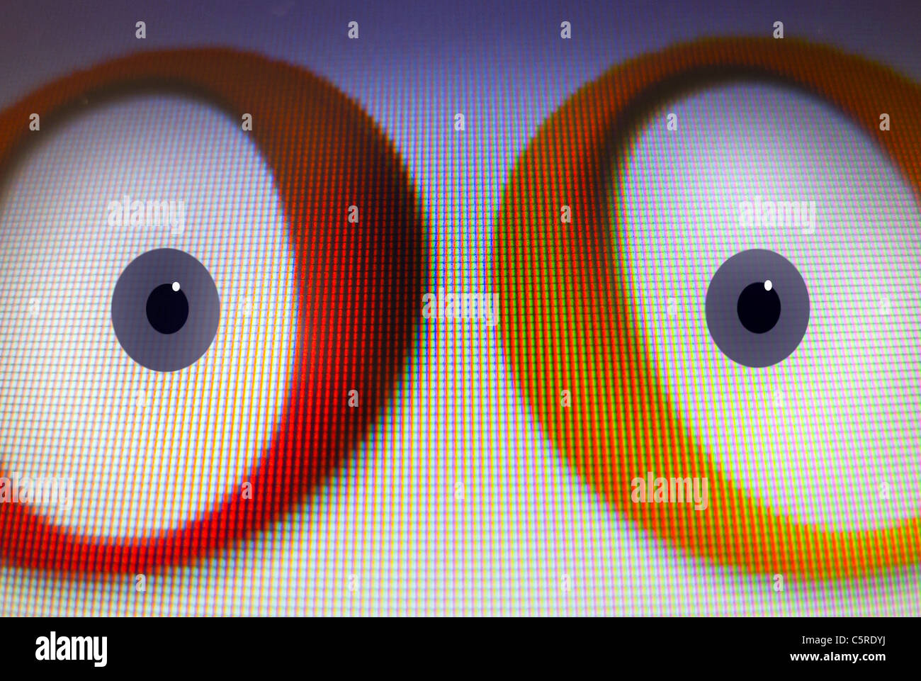 Google's 'Oo' avec les yeux ajouté numériquement. Banque D'Images