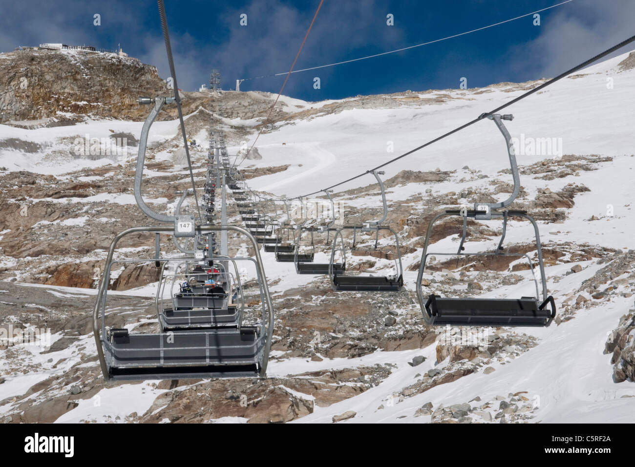 L'Autriche, l'ascenseur de ski, Hintertux Banque D'Images