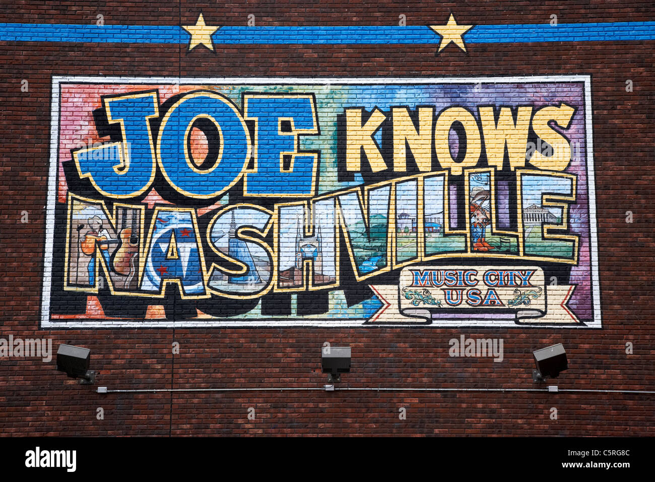 Joe sait Nashville murale sur le côté de Joes Crab Shack cityTennessee music USA Banque D'Images