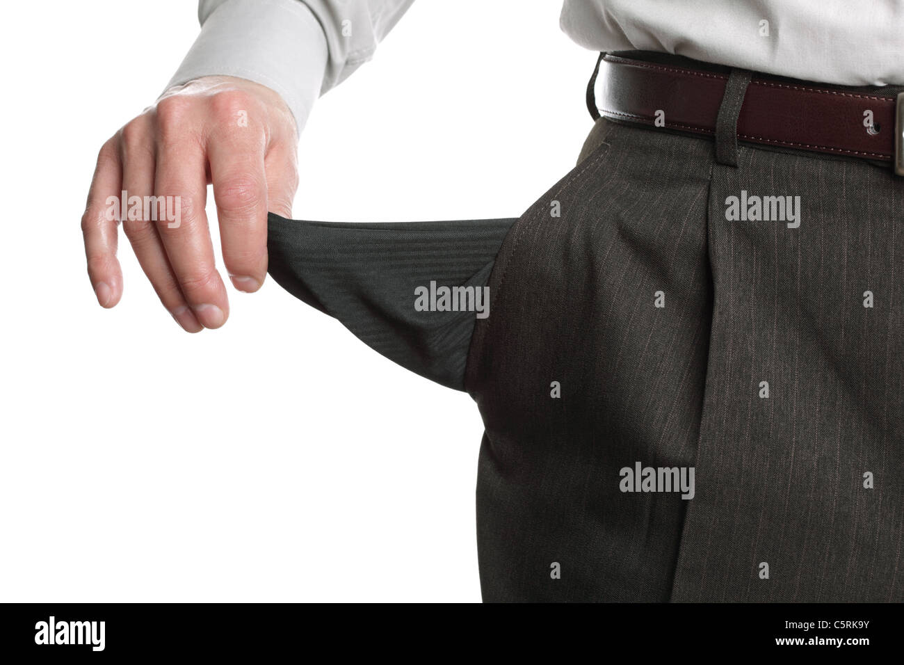 Poche vide montrant l'homme en faillite Banque D'Images