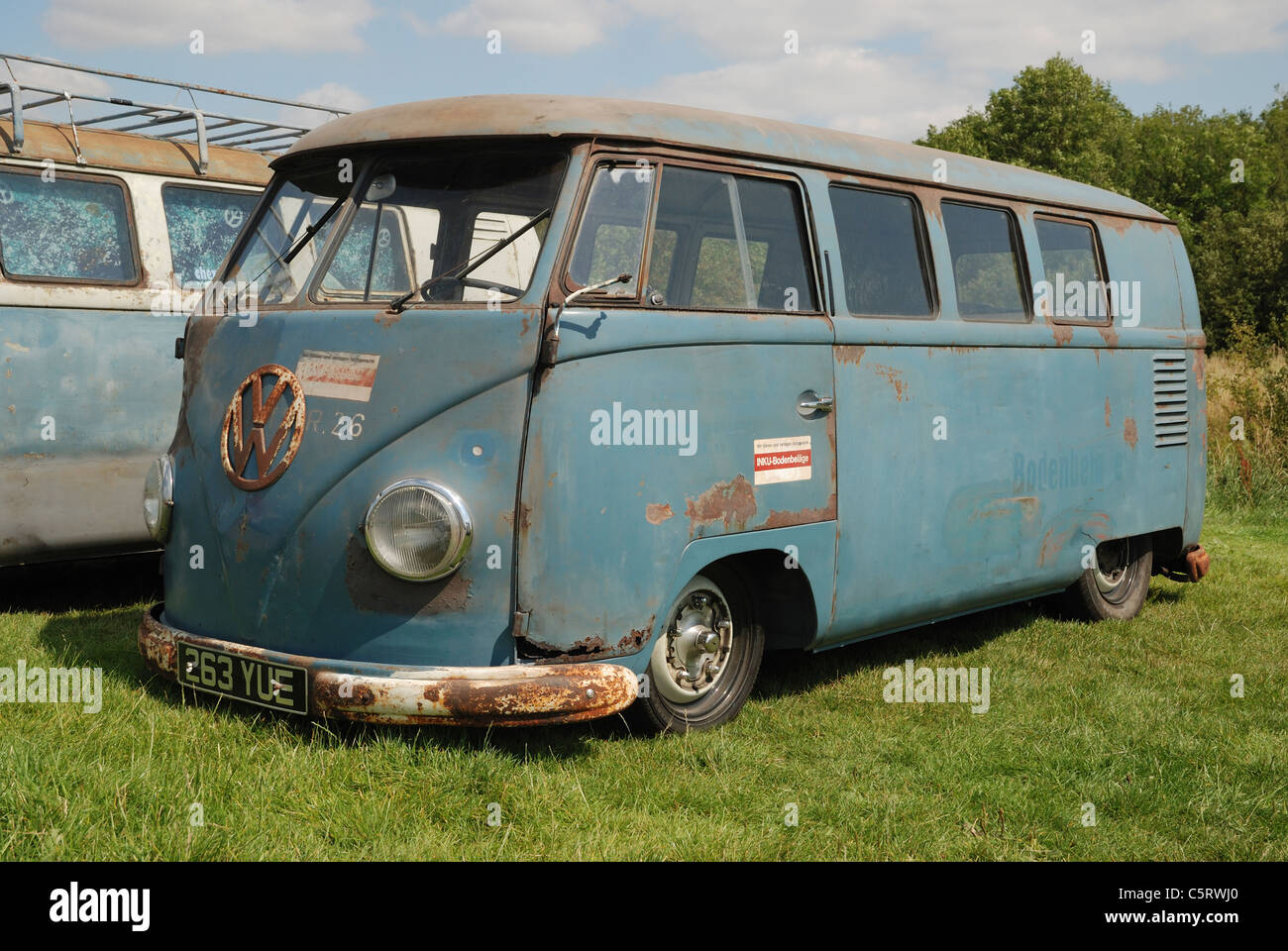 Un écran partagé VW van. Santa Pod, Northants, England. Banque D'Images