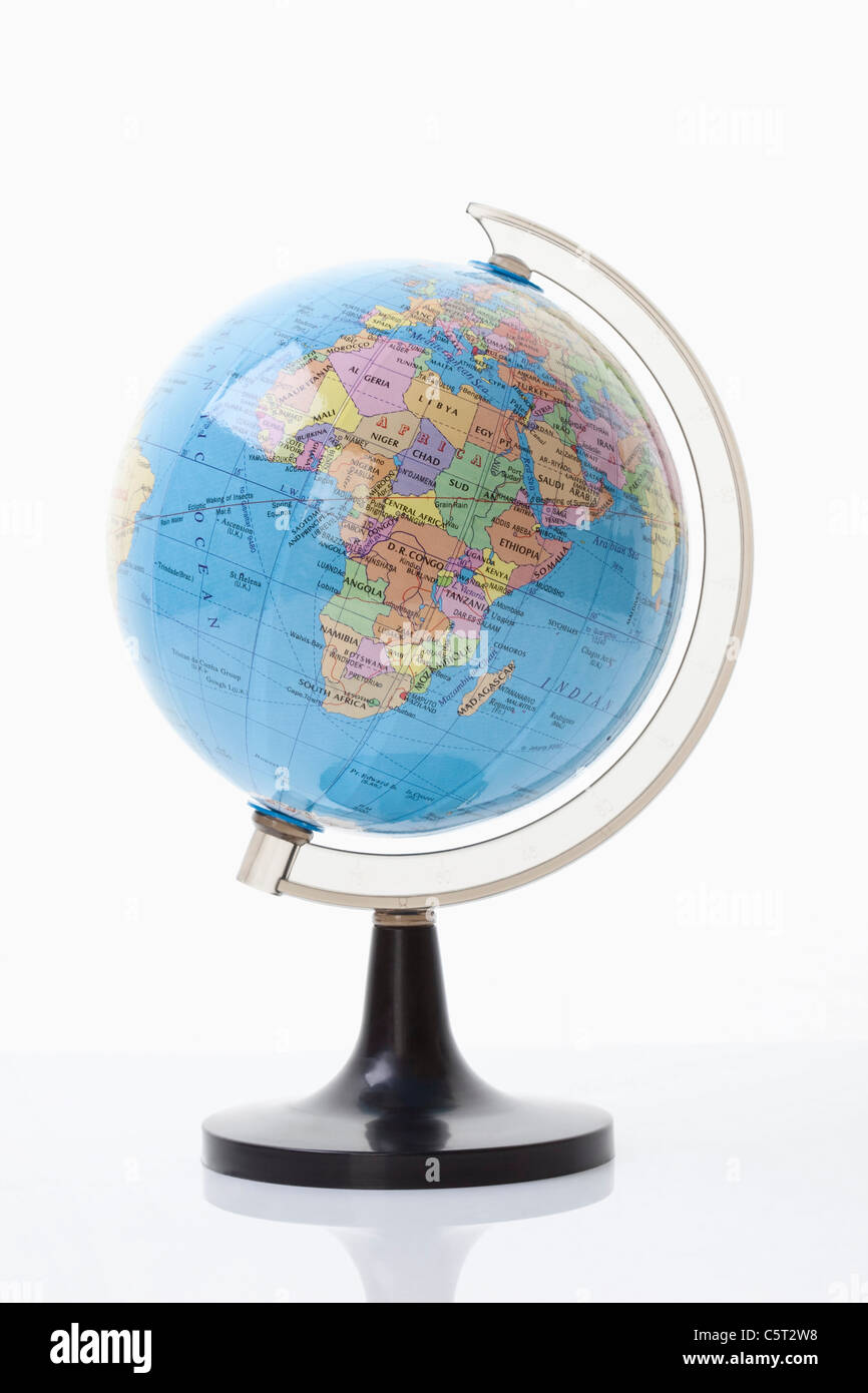 Globe terrestre sur fond blanc Banque D'Images