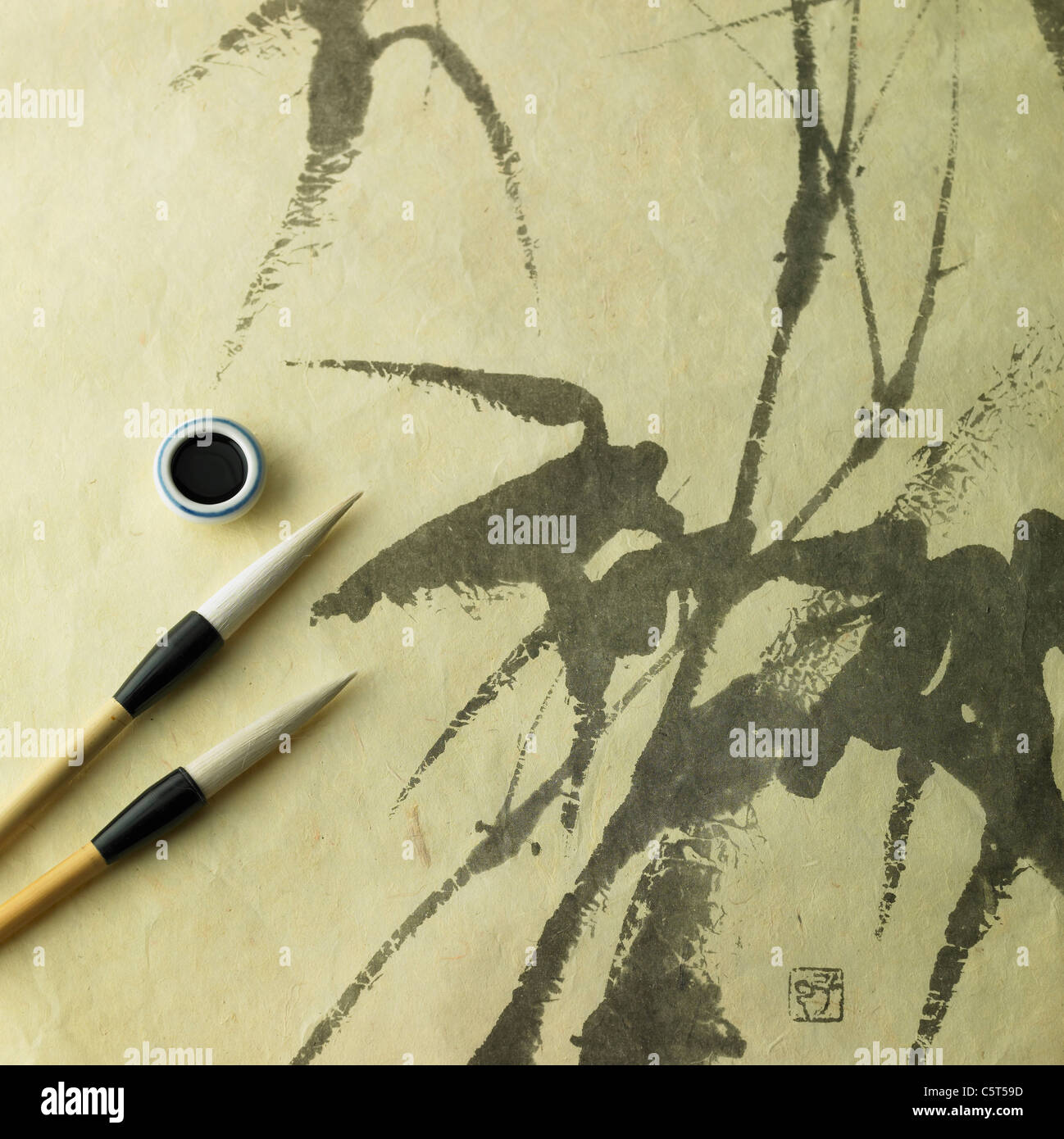 Les pinceaux de calligraphie traditionnelle coréenne et photo Banque D'Images