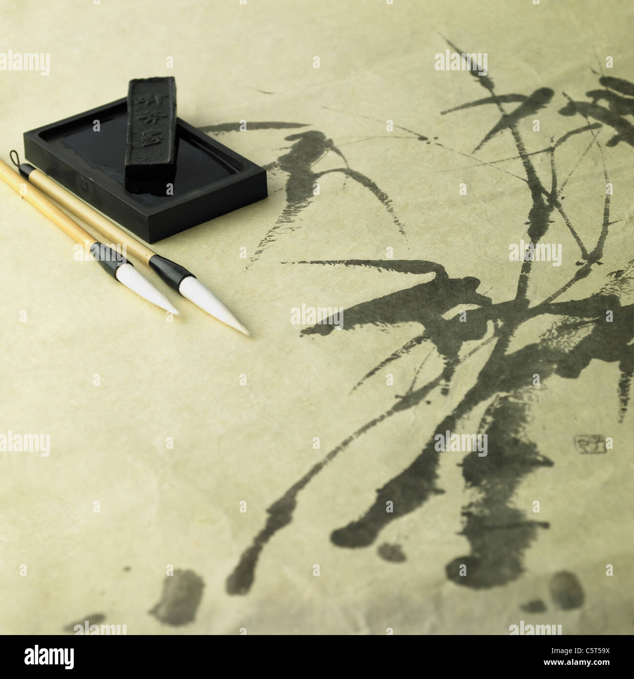 Outils de calligraphie traditionnelle coréenne Banque D'Images