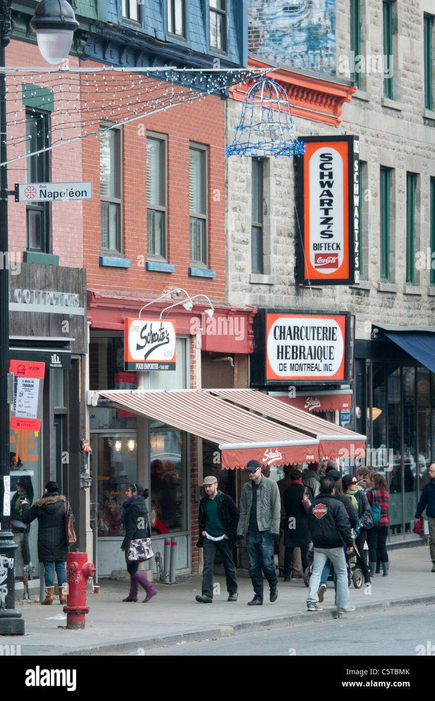 Célèbre Schwartz Deli restaurant sur le boulevard Saint Laurent Montréal Banque D'Images