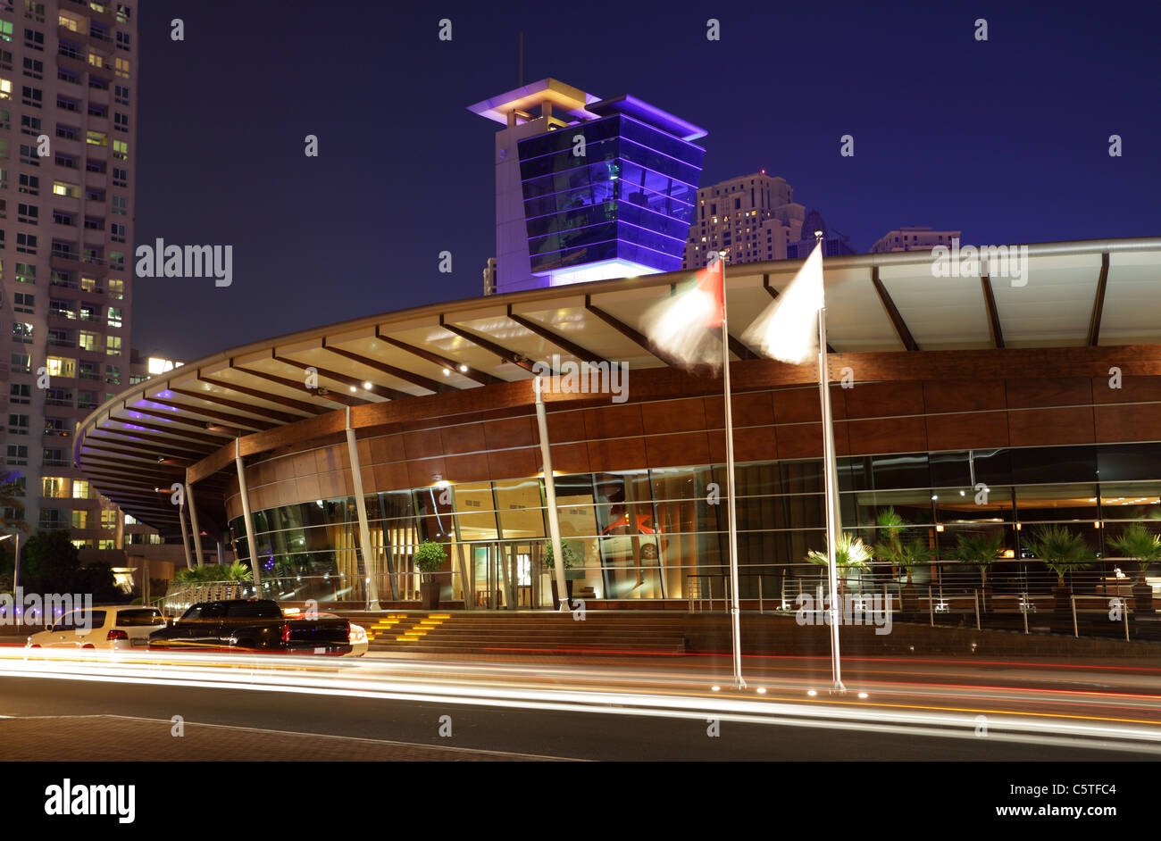 Dubaï Marina Yacht Club de nuit. Dubaï, Émirats Arabes Unis Banque D'Images