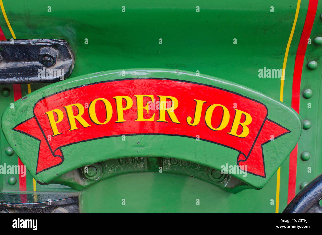 'ProperJob', nom à l'avant d'une locomotive à vapeur Banque D'Images