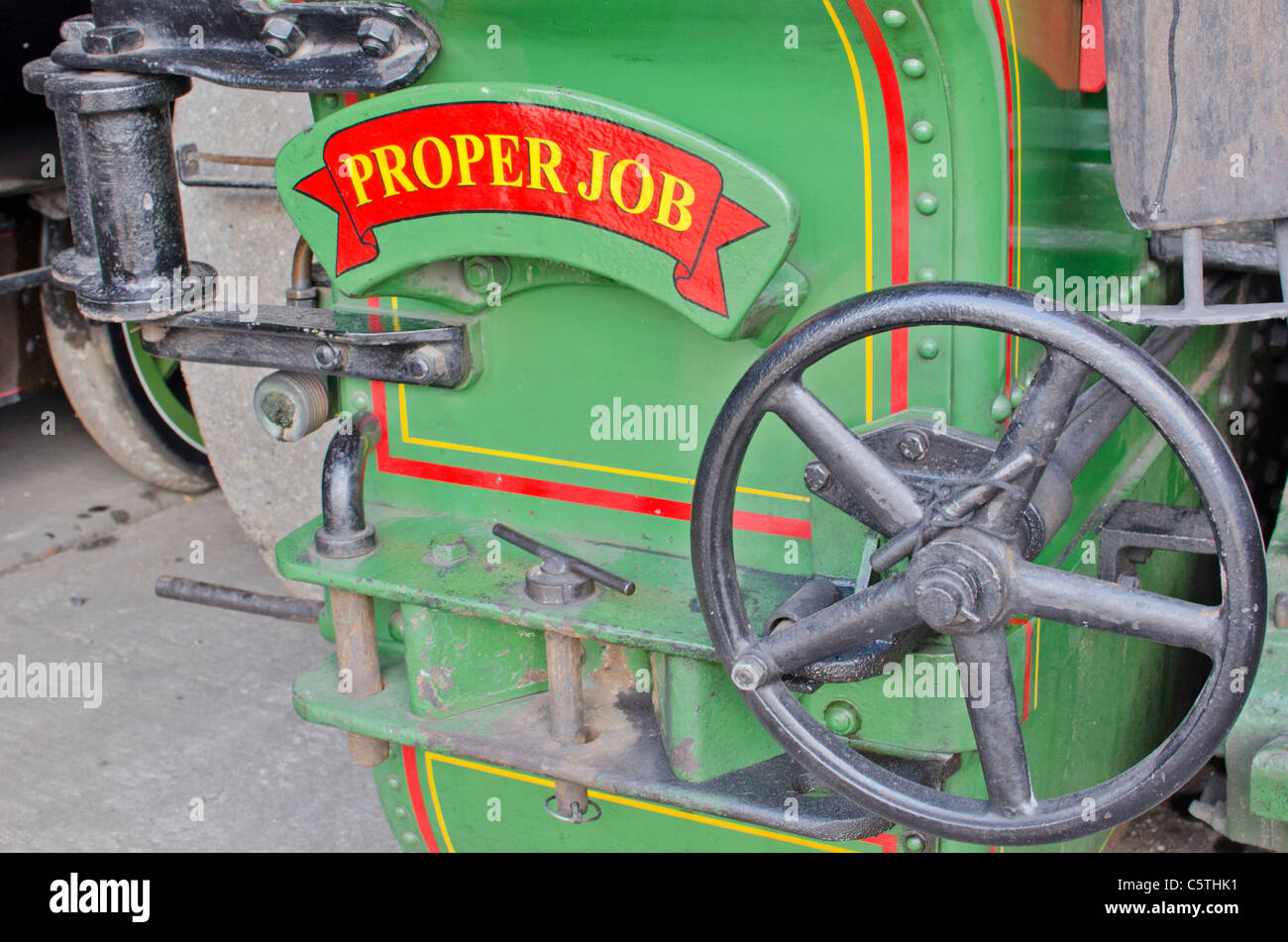 'ProperJob', nom à l'avant d'une locomotive à vapeur Banque D'Images