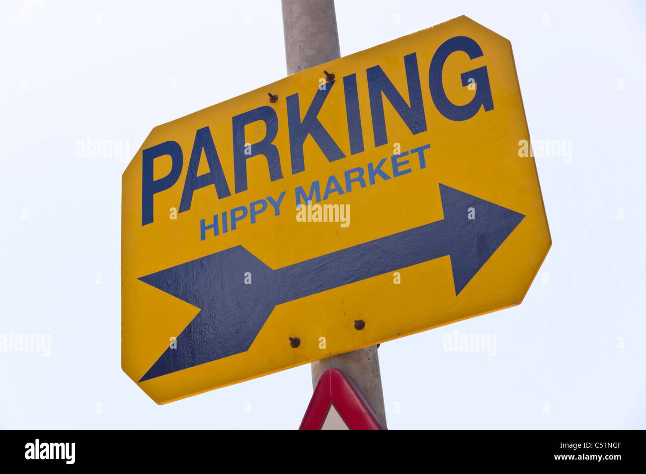 Ibiza, Baléares, Espagne - marché hippy parking sign Banque D'Images