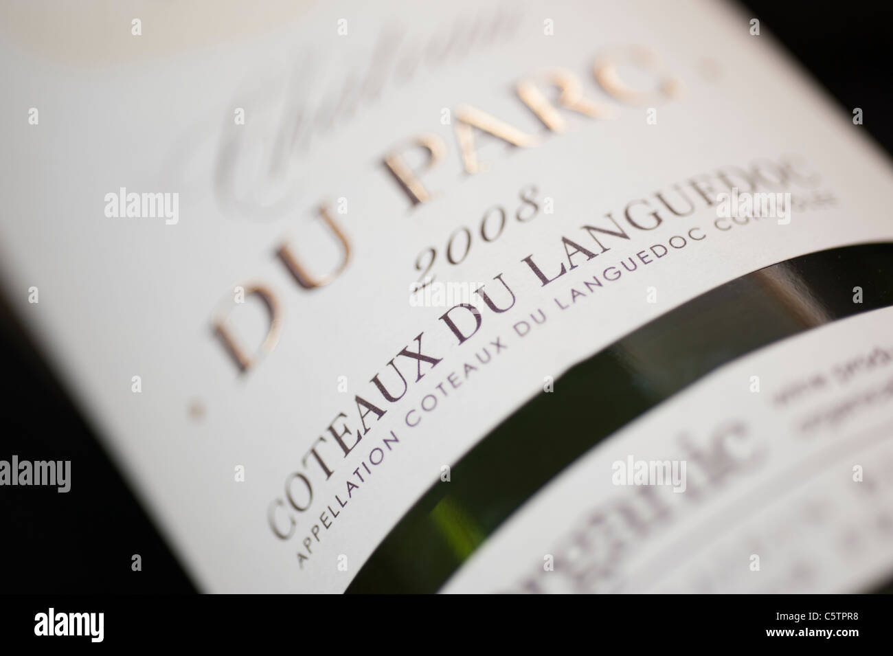 Chateau du Parc étiquette bouteille de vin closeup Banque D'Images