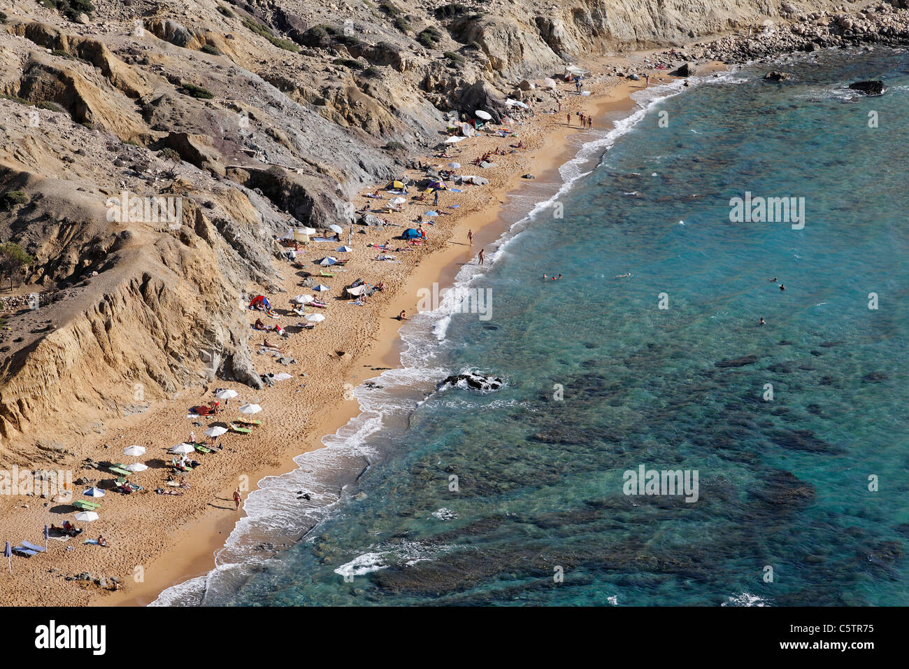 Grèce, Crete, Matala, vue de Kokkinos Ammos Beach Banque D'Images