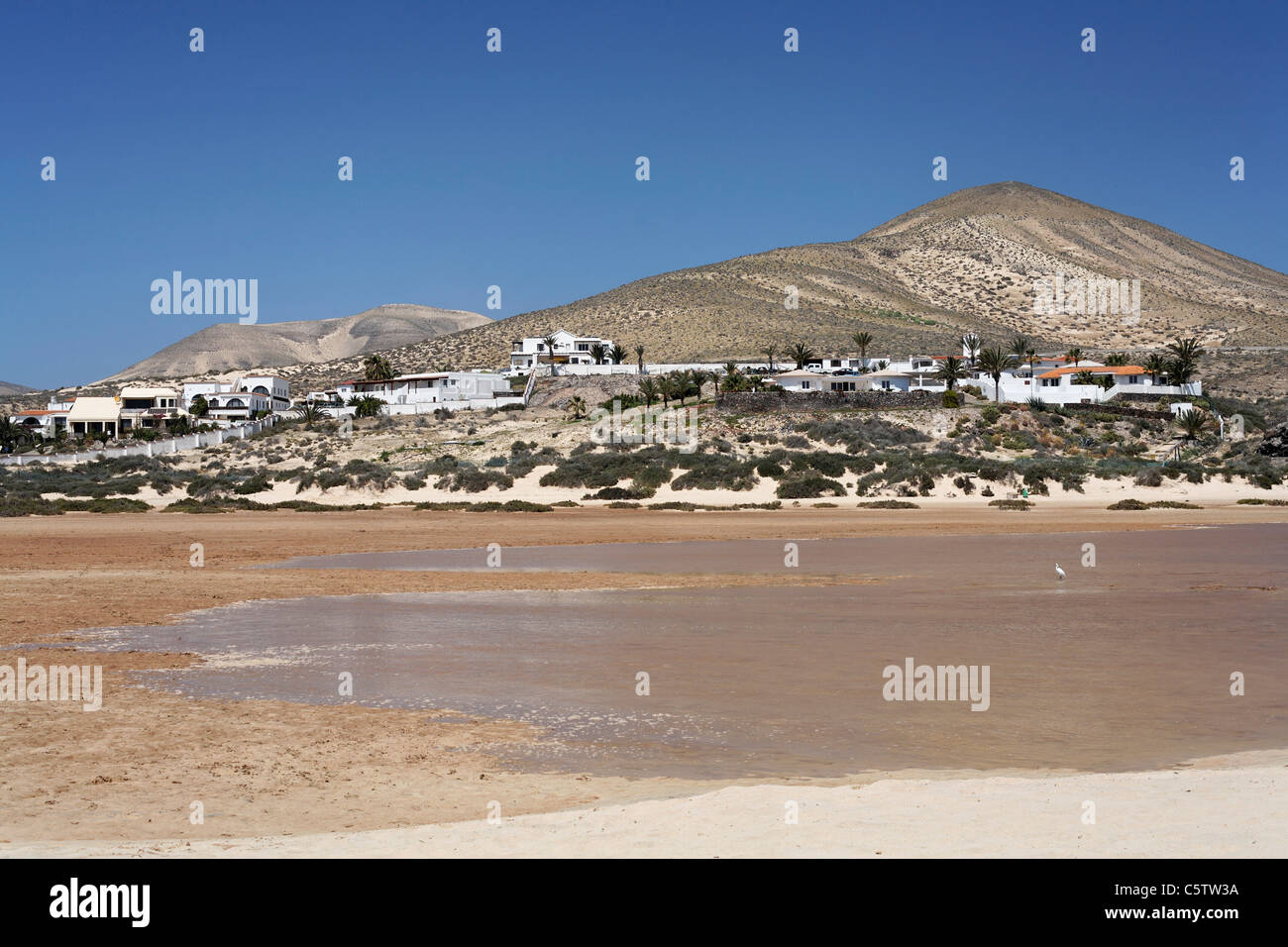 Espagne, Canaries, Fuerteventura, Jandia, Canaries, Risco Del Paso, vue de la plage de Sotavento Banque D'Images