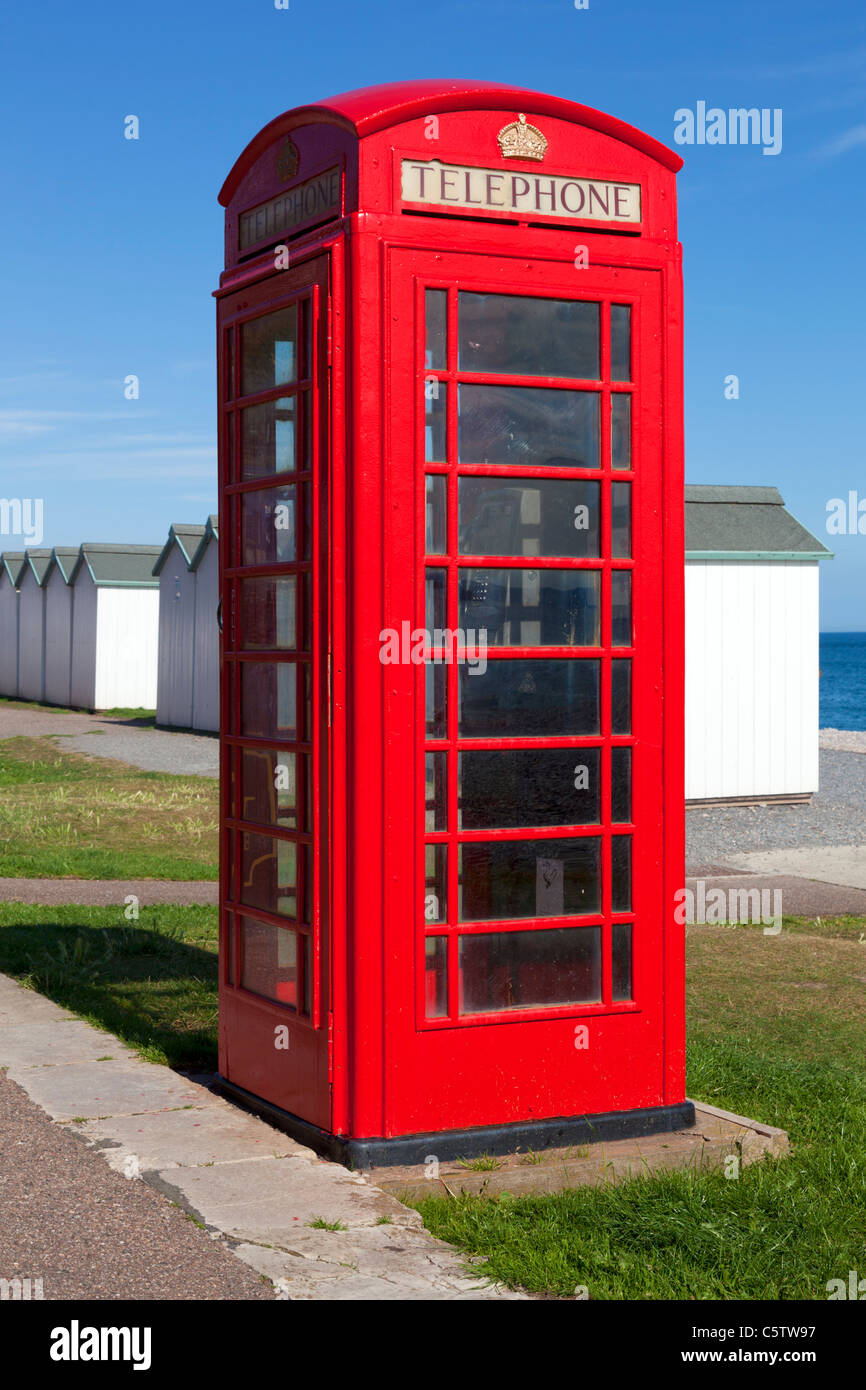 Boîte de téléphone rouge Budleigh Salterton Devon England UK Banque D'Images