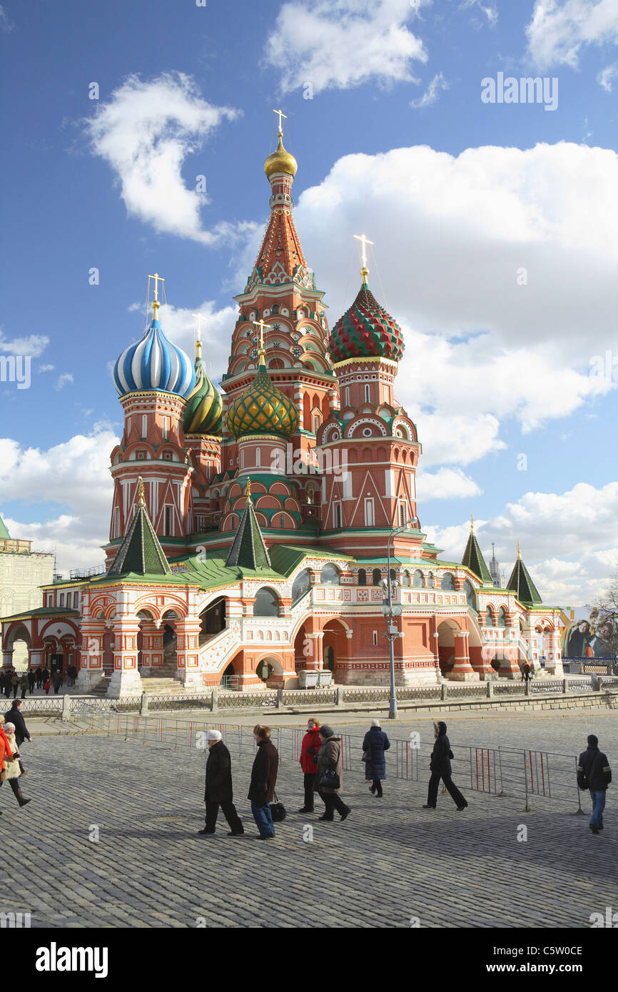 La Russie, Moscou, la Place Rouge, la cathédrale Basile Banque D'Images