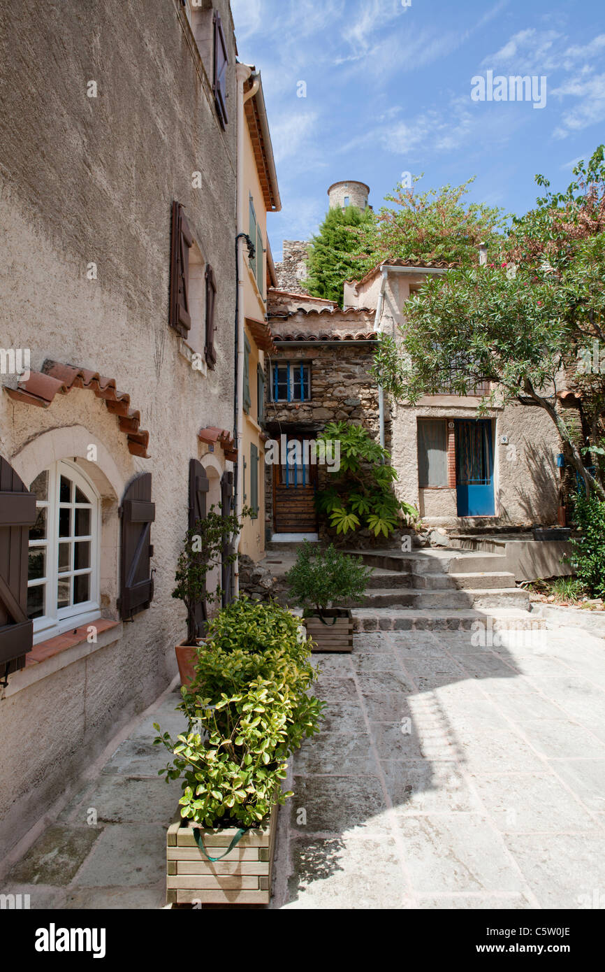Grimaud, Var Cote d'Azur, France. Détail de la maisons de village Banque D'Images