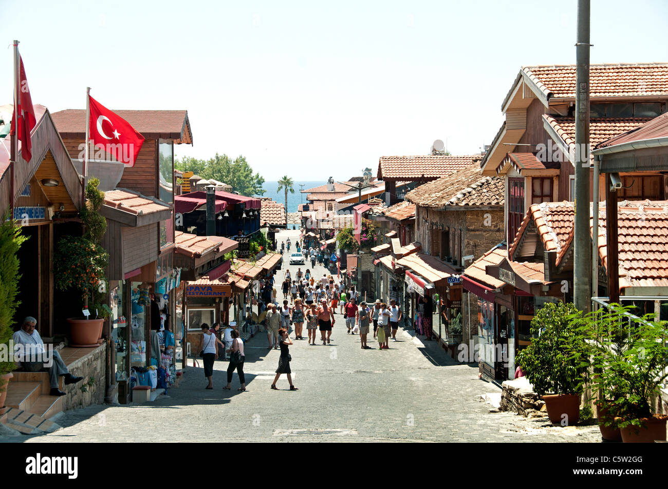 Ville Ville du côté du port Port de la Turquie plage mer Banque D'Images