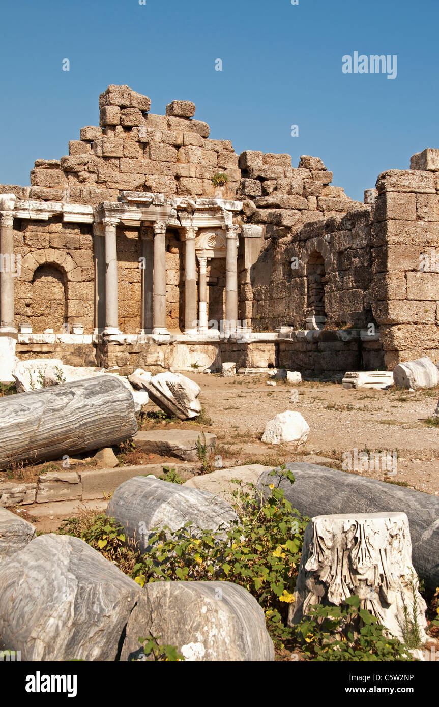 Side Turquie Ruines Agora romaine archéologie Town City Banque D'Images